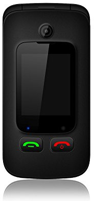 Nordmende FLIP200 Telefono Cellulare, Fotocamera, Base di Ricarica, Torcia Led, Tasto SOS, Radio FM, Display Interno da 2.4, Display Esterno da 1.77, Nero [Versione Italiana]