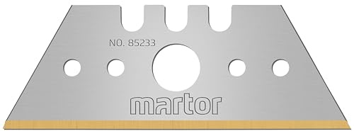 MARTOR 10x Trapezklinge TiN, 19 mm, 2-fach, rostfrei, Stahl | Im Spender, Titanium-Nitrit, beidseitig geschliffen, Cuttermesser & Sicherheitsmesser, No. 85233.70