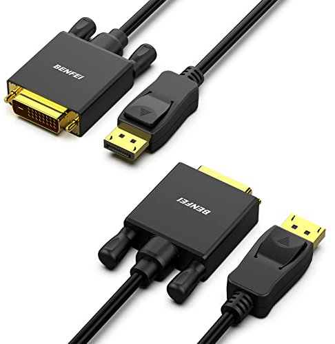BENFEI DisplayPort auf DVI Kabel 1,8M 1080P@60HZ 2 Stück, Unidirektional DisplayPort DP Computer zu DVI-D 24+1 Monitor Stecker auf Stecker vergoldet für Lenovo Dell HP und andere Marken