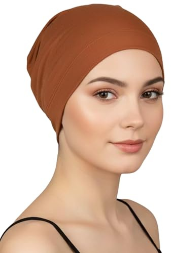 Deresina Bambus Chemo-Kopfbedeckung für Frauen & Männer – Ultra-weiche, atmungsaktive Schlafmütze bei Alopezie & Haarausfall, leichte Beanie für Tag & Nacht (Zimt - Einheitsgröße)