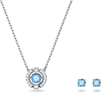 Swarovski Conjunto Una, Talla redonda, Azul, Baño de rodio