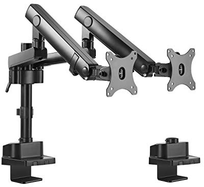 Maclean MC-812 2-Fach Monitorhalter mit Gasfeder Tischhalterung Monitorarm Monitorständer VESA 75x75 100x100 17-32 Für 2 Monitore