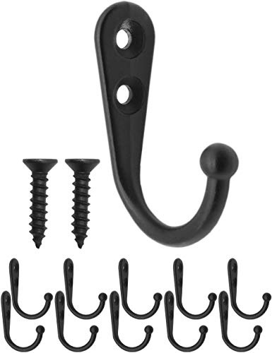 Fuxxer 10 x klassiska järnväggkrokar, garderob och handdukskrokar, 32 x 21 mm, svart