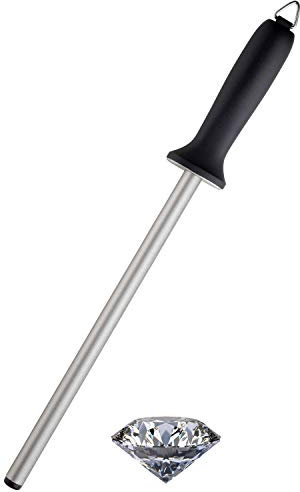 Sabatier Professional Round Diamond Coated Sharpening Honing Steel - Easy Grip Handle, Lightweight. Keeping Kitchen & Commercial Knives Conditioned. Sharper, Longer. by Taylors Eye Witness