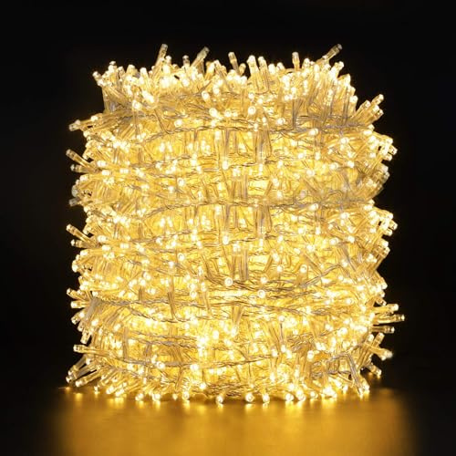 2000LEDs Luci Natale Esterno,GlobaLink Catena Luminosa 50M Luci Albero Natale IP44 Impermeabile,8 Modalità Luce,Funzione Memoria Calda Decorazione Natalizia per Casa Interno Giardino Matrimonio Feste