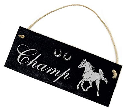 Schild Schiefer Stalltafel Gravur - Araber - Pferd Name Boxenschild 22x8cm