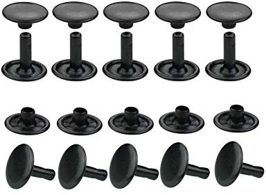 IstaTools - Rivetti cavi, doppia testa, antiruggine, in ottone, 6 mm, 7 mm, 9 mm, 10 mm o 13 mm (125, 10 x 10 mm nero)