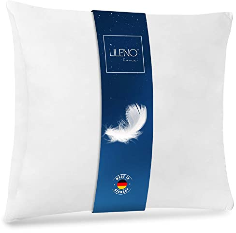 LILENO HOME Almohada de plumas de 80 x 80 cm [juego de 1] – Almohada de 80 x 80 cm de plumas como almohada, almohada para dormir y almohada de cama perfecta para alérgicos y niños – Almohada de