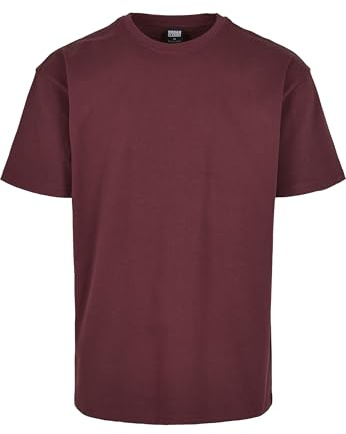 Urban Classics Herr T-shirt tung överdimensionerad t-shirt med överlappade axlar, gjord av tjockt Jerseytyg, finns i 9 färger, storlek S till 5XL, Körsbär, XXL