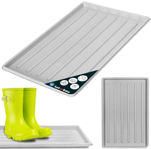 KOTARBAU® Schuhabtropfschale - 45 x 30 cm - Abtropfmatte für nasse Schuhe - Schuhablage für Herbst & Winter - Schuhmatte aus Kunststoff - Schuhtablett - Schuhwanne für Flur - Grau - Rechteckig