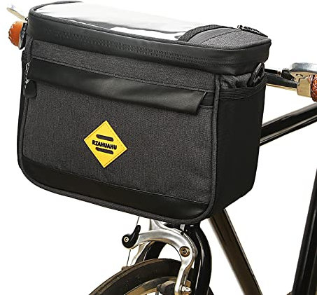 Lixada Fahrrad Lenkertasche, Isolierte Fahrradkühltasche Wasserabweisende Fahrradkorb Fronttasche MTB Rahmentaschen mit Transparentem PVC-Sichtfenster,Umhängetasche Tragetasche,23 x 12 x 18 cm
