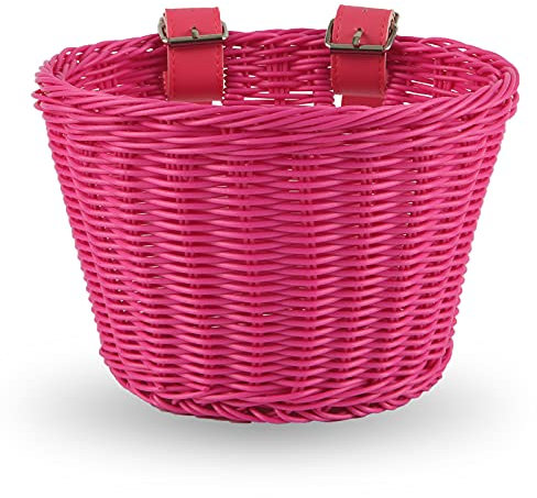 EIRONA Kids Bike Basket for 12 14 16 Children Bike, Kids Bicycle Basket for Scooter, Tricycle, Boys & Girls Bike Accessories, Rose