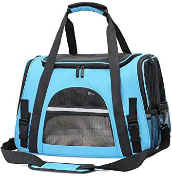 Galatée Haustiertragetasche, Tragbare Katzentragetasche Mit Öffnung Oben, Faltbare Haustiertasche Mit Airline-Zulassung, Haustierreisetasche Mit Abnehmbarer Matte Und Atmungsaktivem Netz(Blau)
