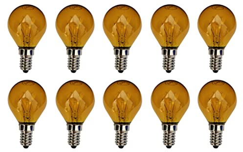 Provance Kugel Glühlampe 10er Set Glühbirne E14 25W 25 Watt 14 Lumen Farbe Gelb klar