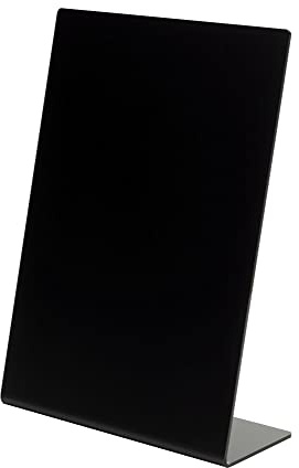 Lot de 10 – Deflecto Tableau Menu Incliné A7 – Panneau d’Affichage en Acrylique Noir – Tableau de Comptoir