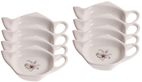 STOBAZA Plateau De Thé en Céramique 8 Pièces Support De Sachets De Thé Réutilisable Forme De Théière 11.7X7.5X3.6 Cm pour Cuisine Bureau Salon