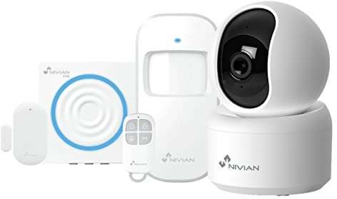 Nivian-Sistema de Alarma para Casa y Negocios Sin Cuotas Mensuales | Kit de Alarma WiFi con Control Remoto a través de App Tuya | Función SOS | Fácil Instalación Sin Cables