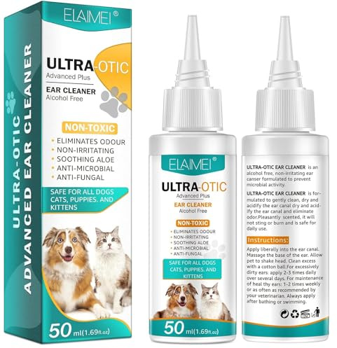 Sanrik Dog Ear Cleaner, Dog Ear Drops for Infection Antibiotics, Non-Toxic, Non Irritating, Anti Fungal Ear Drops for Dogs & Cats, Dog Ear Infection Treatment, Dog Ear Cleaner Solution (1 pack)