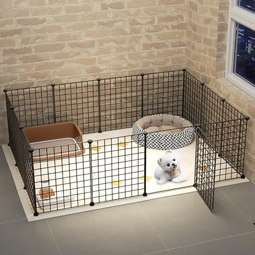 PACUM Hundekäfigmöbel, DIY-Hundezaun, Hundehütte aus Metalldraht, Kleintierkäfig mit Tür, mit Trainingsbereich, extra großer Raum (Größe: 147 x 111 x 47 cm) Warm as Ever