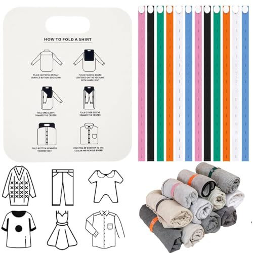 Quick and Easy Clothes Folding Shirt Folding Board Folding Clothes Helper for Easy Storage+Elastic Band with Buttonholes: 30 Pieces, Used to Store Sheets, Clothes, Blankets, Jeans, Sweaters, Towels