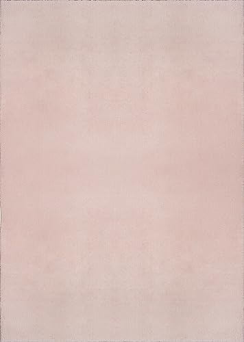 the carpet Relax – Superweiches Badezimmerteppich, Flauschige Badematte in Felloptik, rutschfest & Waschbar (30°C), Ultra Soft Badvorleger Anti-Rutsch für Bad & WC, Blush, 60 x 110 cm