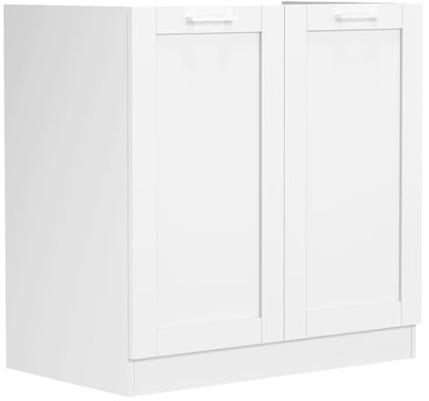 Spülunterschrank | Maße ca. H. 82 x B. 80 x. T. 46 cm | Unterschrank mit zwei Drehtüren im Landhaus Stil | Küchenmöbel – Colura