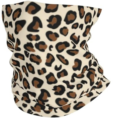 FUkker Guêtre de cou UV, bandeau cache-cou cache-visage Tube demi-masque écharpe cagoule,Imprimé Léopard