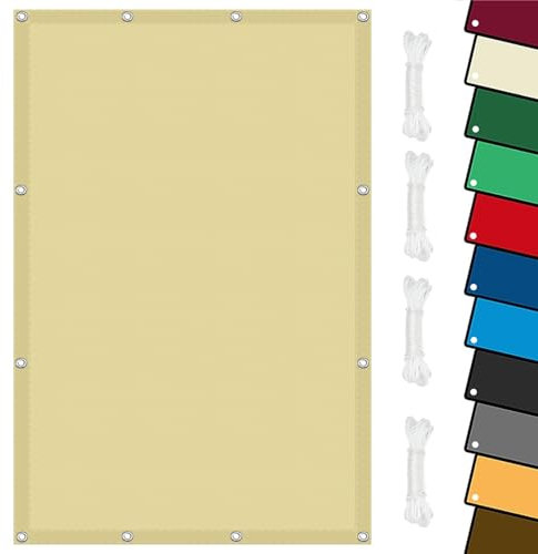 Vela Ombreggiante Quadrata 5 x 8 m Protezione Solare Schermo UV Tenda Parasole Vela Ombreggiante con Corde di Supporto per Patio, Pergola, Cortile, Giallo sabbia