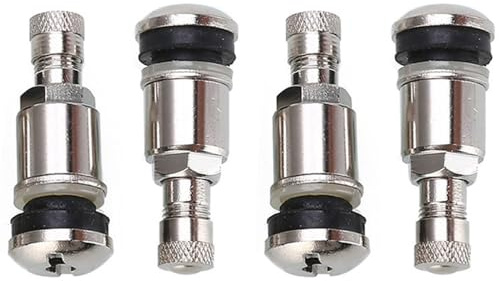 Bogoro 4 Pezzi Valvola Della Ruota Per Auto,Valvole In Metallo,Valvola Di Pneumatico Per Auto,Valvole In Metallo Argento Per Veicoli All Terreno, Tosaerba, Kart, Rimorchi per Barche, Argento