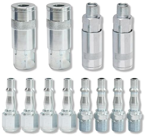 Dapetz ® Air Line Fitting for PCL Vertex Compressor Air Hose Male Female Quick Release Push Fit 12Pcs