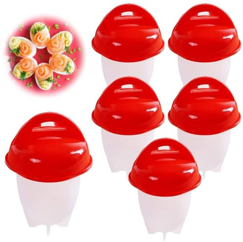 JYTDBCS 6 Pcs Egg Boiler, Silicone Egg Cooker, No Shell Egg Poacher Cups, Silicone Egg Cups for Poached Eggs Hard Boiled Egg Holder Kitchen Gadgets