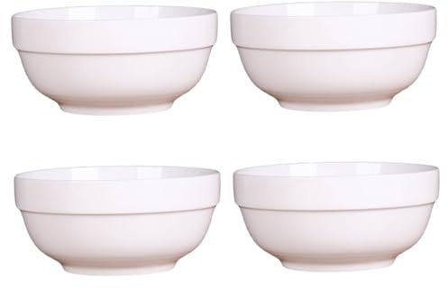 COLLBATH 4-teiliges Set Japanisch Inspirierter Keramikschüsseln – Weiße Suppenschüsseln Für Nudeln Salate Pasta Suppe Obstsalat