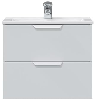 möbelando Waschbeckenunterschrank >ONE< 2 Schübe, Softclose, Weiß Hochglanz - 60x50x45 (BxHxT)