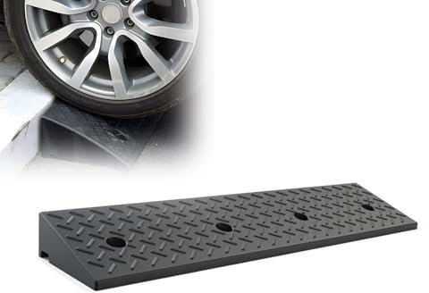 Robuste Gummi-Panzerrampe, 100 x 25 x 10 cm, rutschfeste Schwellenrampe, tragbare Rollstuhlrampe für Autos, Fahrzeuge, LKWs, Fahrräder, Motorräder, Skateboards und Hunde