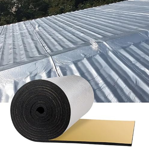 GQZJY Isolant Phonique Voiture Auto-adhésif 10MM Tapis d'isolation Acoustique en Feuille d'aluminium pour Toit de véranda,plomberie, climatisation(Size:1 * 10m/3.28 * 32.8ft)
