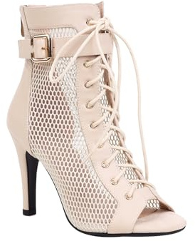 LIANGTUOHAI Chaussure Heels Dance, Bootie Sandales à Talons Hauts Escarpins Sexy Escarpins Noir Mesh Stiletto Talons Hauts Sandales à Lacets avec Bouche Poisson Chaussures de Danse Talon Dance Heels
