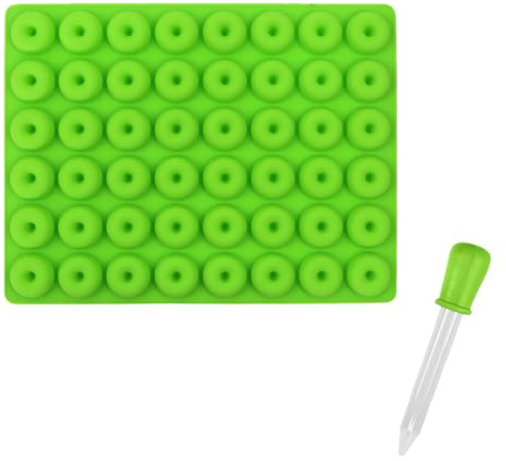 Mini Donut Moulds 48 Cavity Gummy Tool Silicone Candy Mold with Dropper | Doughnut Sweet Mould Nonstick for DIY Cookie Candy Chocolate Ice Cube Backing