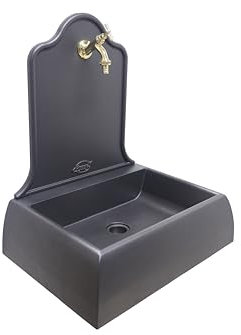 Fonderie Bongiovanni Fontaine murale murale Toulouse pour maison jardin extérieur, balcon, évier avec robinet en laiton, choisissez le robinet (robinet laiton brillant mod.303L)
