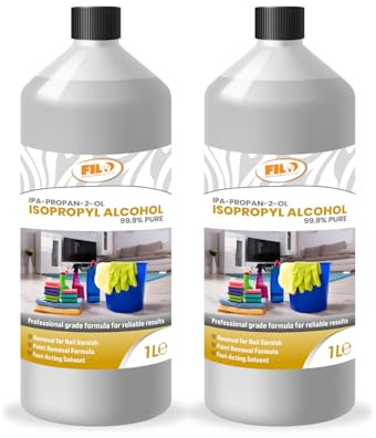 Filo Isopropyl Alcohol 99.9% IPA 2x 1L | High-purity Rubbing Alcohol for Cleaning & Degreasing | Isopropanol Cleaning Alcohol Disinfecting Ideal for Electronics, Glass and Solvent Use