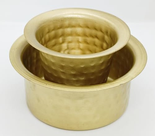 MADYRR Coffee filter indian hammered style hammered designer dabra set South Indian Brass Coffee Cup and Tumbler Set, Madrasi Filter Coffee Set heavy duty matte finish classic