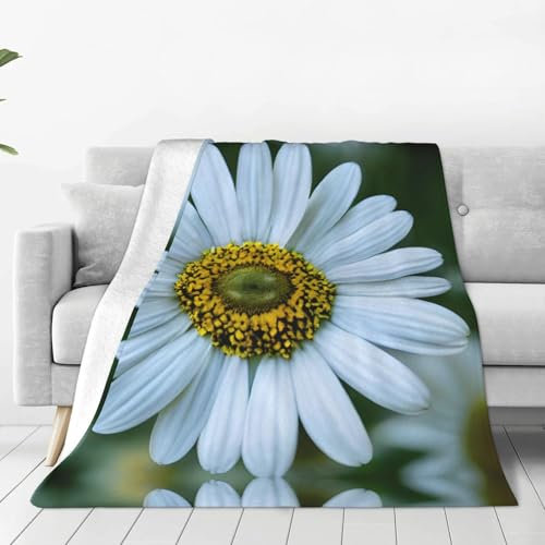 XTYGETY Weiße Chrysanthemen-Druck, ultraweiche Micro-Fleece-Decke, Flanelldecke, Überwurf, Decke, Bett, Sofa, Reisen, Camping