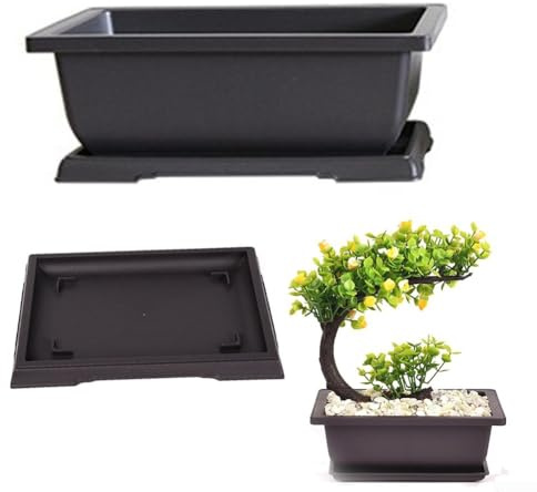 Elegante vaso per bonsai color viola con design cavo multidirezionale (vassoio rettangolare da 29)