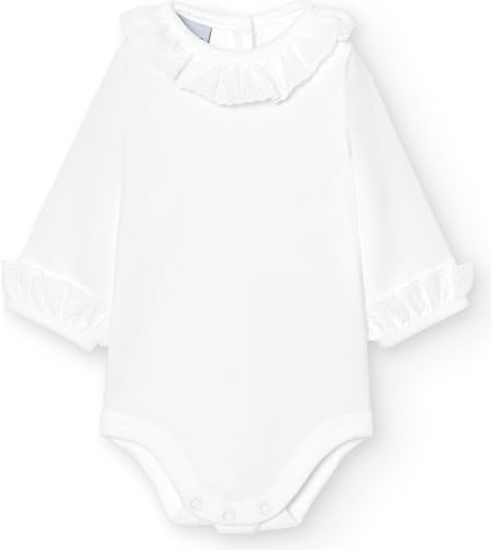 BABIDU Body Bebé Manga Larga 100% Algodón Cuello Batista con Puntilla, Body Bebé Recién Nacido Tejido Suave Hipoalergénico y Transpirable, Ropa Bebé Niño y Niña Unisex, Primera Puesta, Para Uso Diario