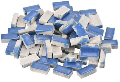 QUARKZMAN 200g Keramik Mosaikfliesen für Bastelbedarf, Rechteckige blaue Keramikfliesen für Mosaik-Sets Garten Trittplatten Cup Mat
