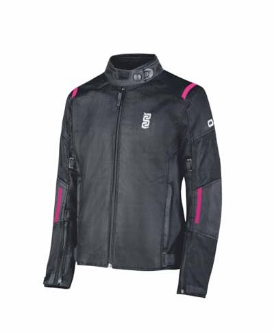 OJ Giacca Moto Flow Lady, Tessuto Traforato, Protezioni Certificate SAFE TECH Liv.2, Regolazione Multipla (IT, Testo, S, Regular, Regular, Fucsia)