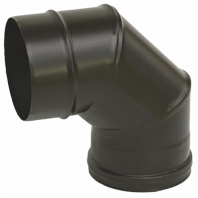 Curva a 90° in Acciaio Inox AISI 316 SP 5/10 Verniciato Nero per Sistemi di Scarico – Stufe a Pellet - Caldaie a Condensazione - Diametro 80 mm