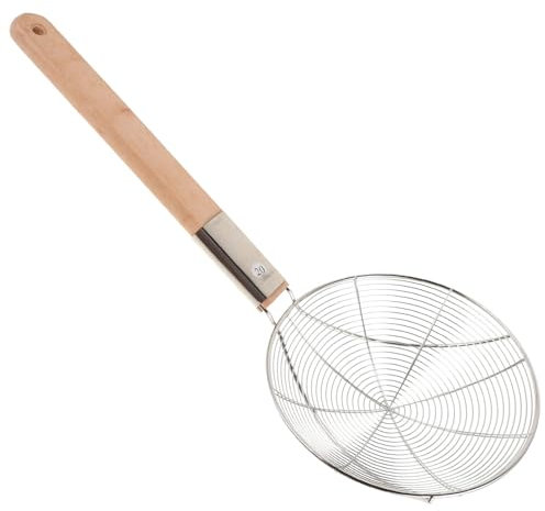 CIYODO Écumoire Araignée Acier Inoxydable avec Long Manche Louche de Cuisine Pratique pour Friture Égouttage de Pâtes et Noodles Outil de Cuisson Polyvalent avec Anneau de Suspension