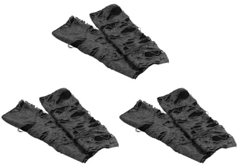 ifundom 3 Paar Fingerlose Punk Handschuhe Für Damen – Schwarze Kaputte Zerrissene Handschuhe Gothic Armwärmer Zerrissener Schlitz Ärmelüberzug Für Halloween Party Kostüm