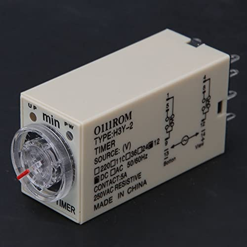 TIKATARER Relé del Temporizador, Retraso del Tiempo de Retraso de Retraso del Tiempo Temporizador H3Y 2 8 Pines Altos Altos Electrodomésticos Suministros Eléctricos 0 10 Minutos (12VDC)