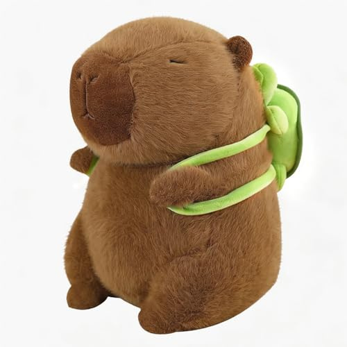 CUEMOON Capybara Peluche, 23cm Simulazione Capibara con Zaino Tartaruga, nimali di Peluche Realistici Capibara